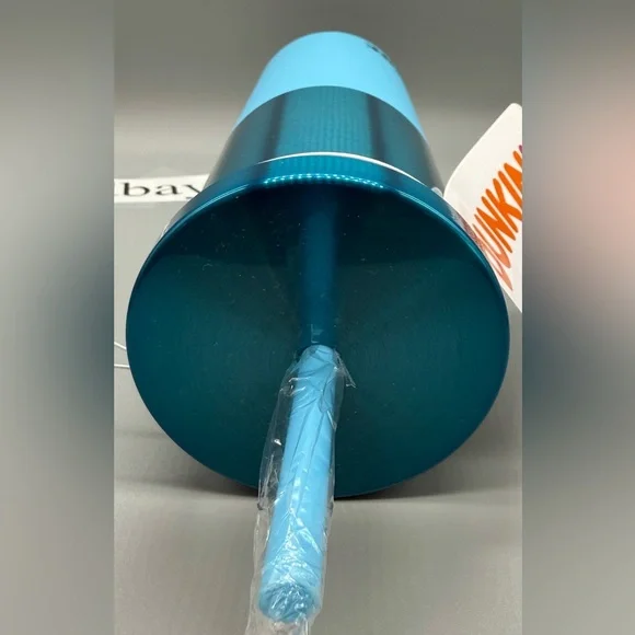 Dunkin ' BLUE Polished/Matte Stainless Steel Sipper Tumbler 20oz - NWT - Picture 4 of 5